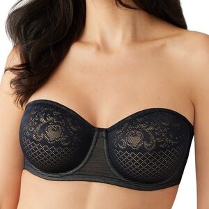 NWT 40DDD Wacoal Black Visual Effects Strapless Minimizer Bra